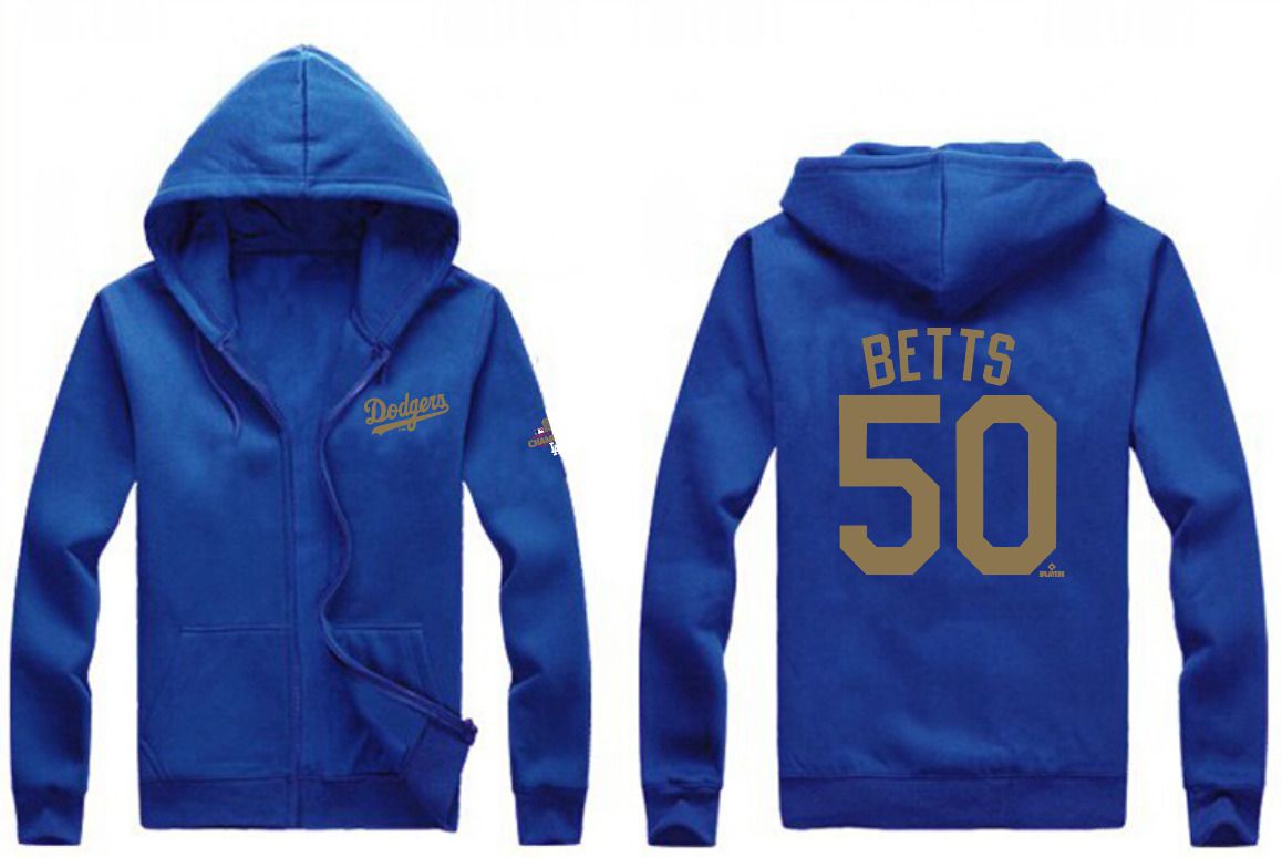 Men Los Angeles Dodgers #50 Betts Blue Zipper hoodie 2025 MLB Jersey style 2->los angeles dodgers->MLB Jersey